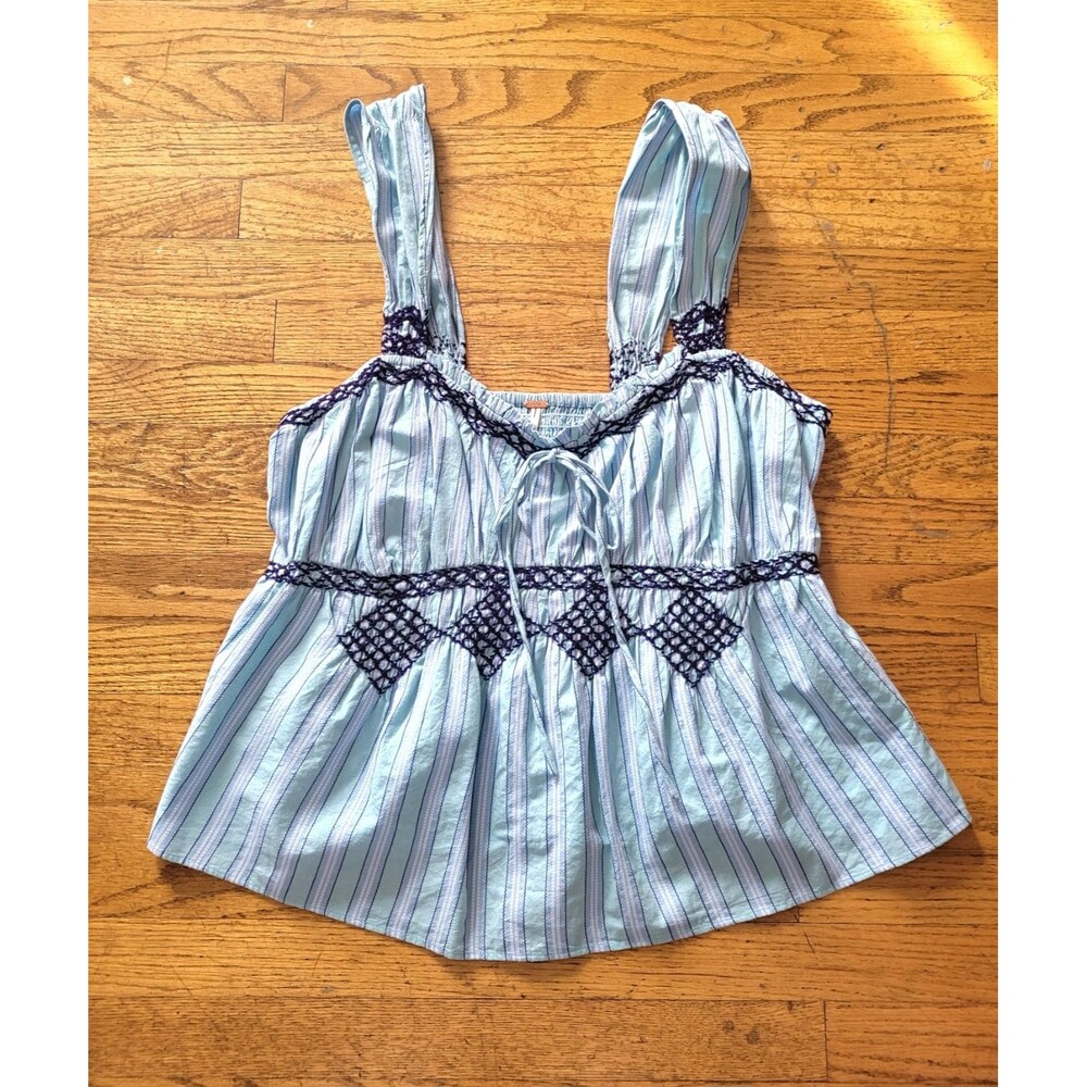 Free People Locked On You Smocked Baby Doll Tank Size XL